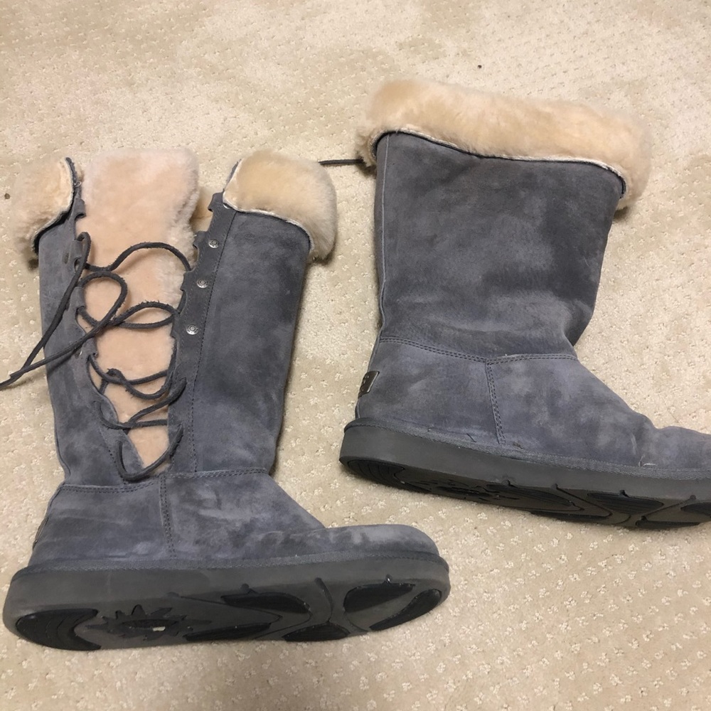 Tall Gray Lace Up Ugg Boots